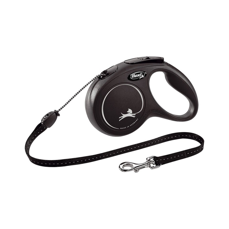 Flexi New Classic Otomatik İp Siyah Köpek Gezdirme Tasması S (5 m)