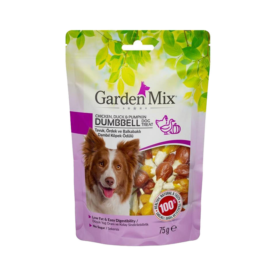 Garden Mix Tavuk, Ördek ve Balkabaklı Dambıl Köpek Ödülü (75 g)