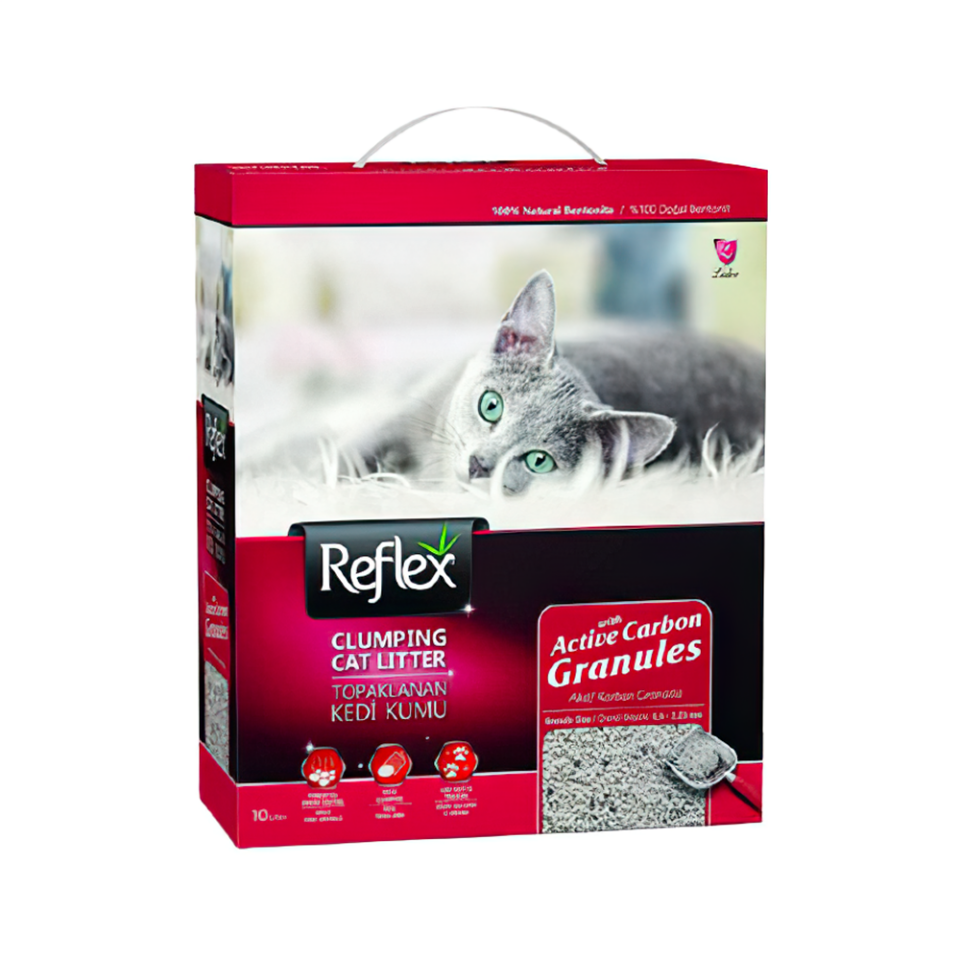 Reflex Topaklanan Aktif Karbonlu Granül İnce Taneli Kedi Kumu (10 L)