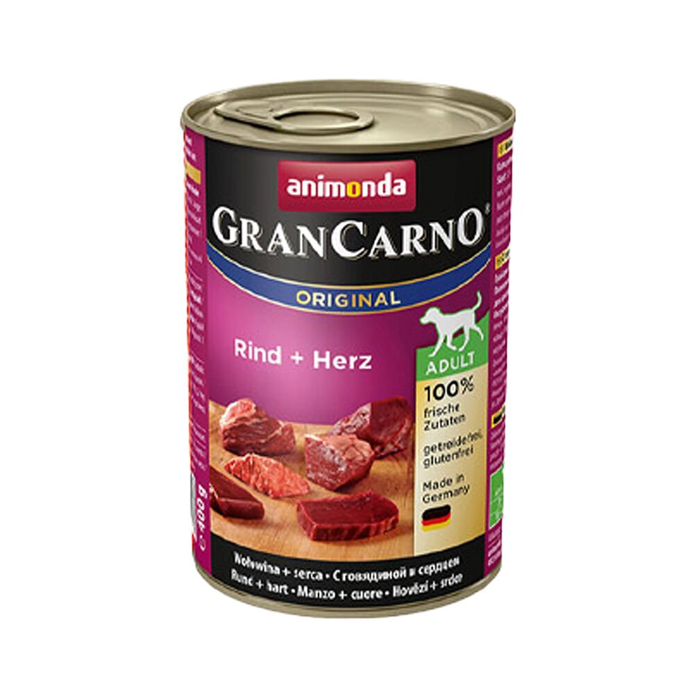 Animonda Gran Carno Sığır Eti ve Yürek Etli Yetişkin Köpek Konserve Maması (400 g)