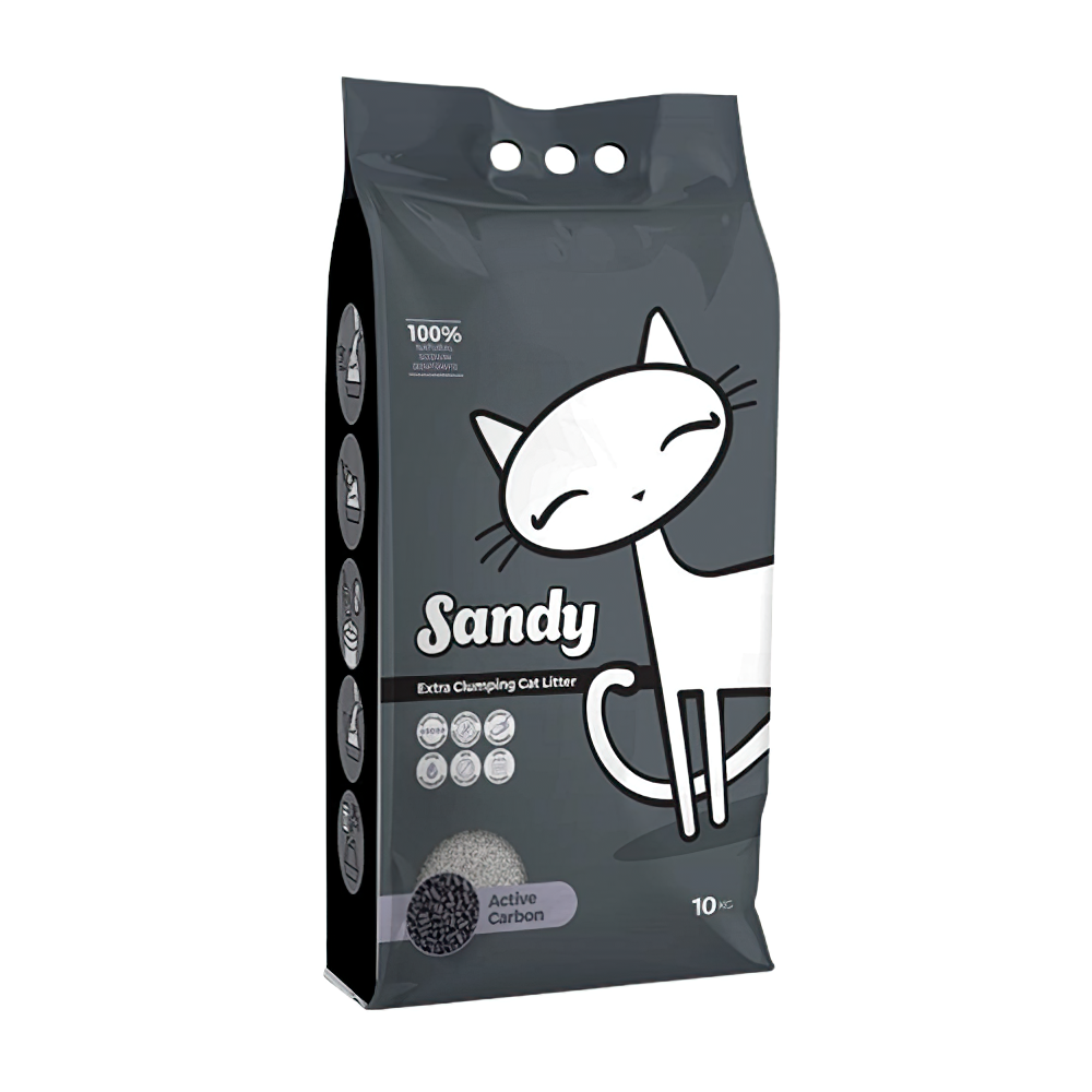 Sandy Aktif Karbon Ekstra Topaklanan İnce Taneli Kedi Kumu (10 Kg)