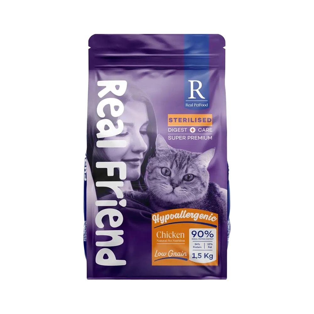 Real Friend Digest Care Hypoallergenic Sterilised Adult Cat Food with Chicken 34/12