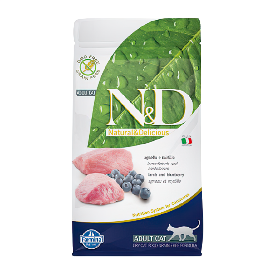 N&D Prime Kuzu Etli ve Yaban Mersinli Yetişkin Kedi Maması (1,5 kg)
