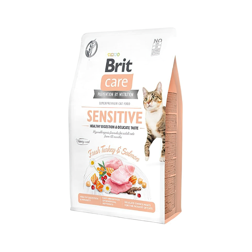 Brit Care Sensitive Hipoalerjenik Tahılsız, Somonlu & Hindi Etli Yetişkin Kedi Maması (7 kg)