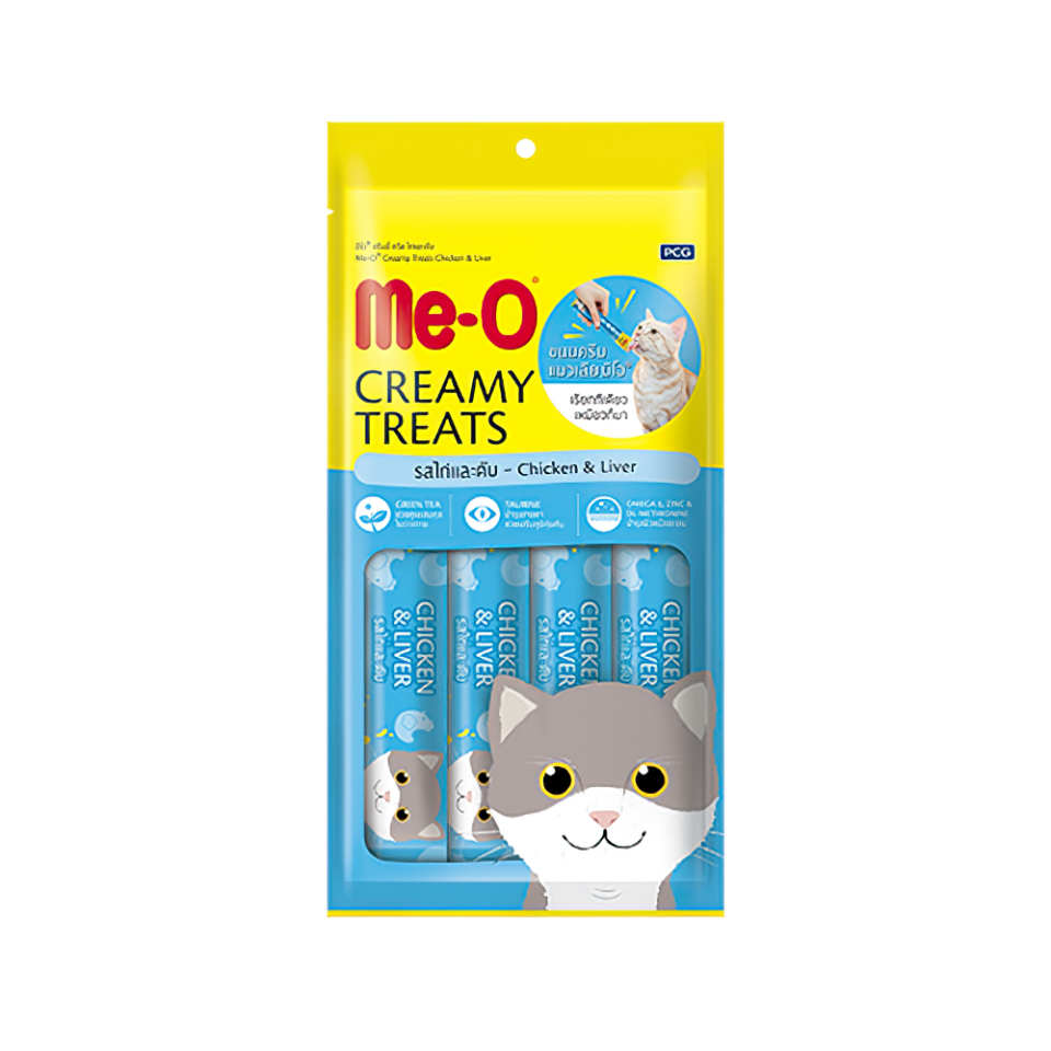 Me-O Creamy Tavuk Etli ve Ciğer Etli Kedi Ödülü (4 x 15 g)