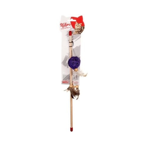 Natura Uzun Tüylü Bambu Top Kedi Olta Oyuncak (40 cm)