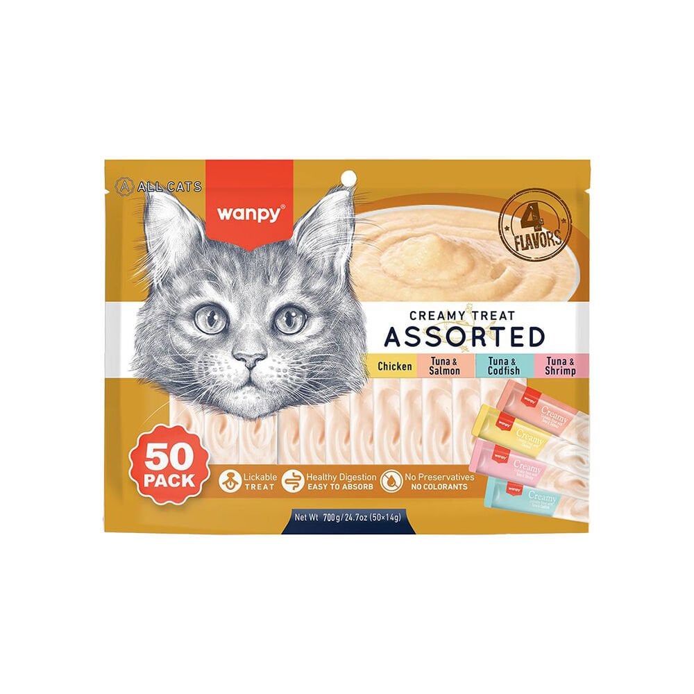 Wanpy Karışık 4 Lezzetli Krema Kedi Ödül Maması (50 x 14 g)