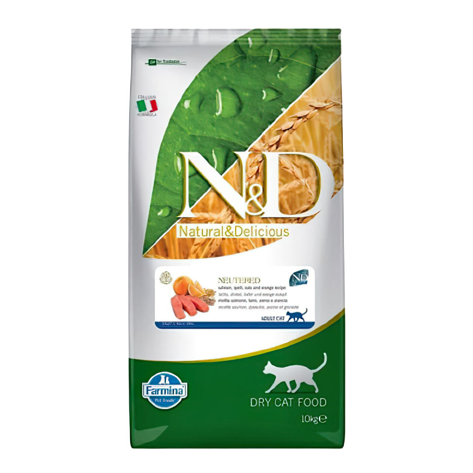 N&D Düşük Tahıllı Somonlu Kısırlaştırılmış Kedi Maması (10 kg)