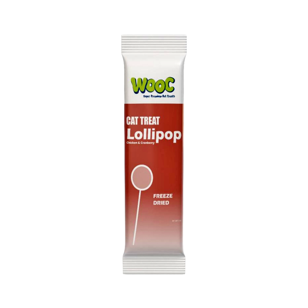 Wooc Tavuk ve Kızılcık Aromalı Dondurularak Kurutulmuş Kedi Ödülü Lolipop 1.4 Gr