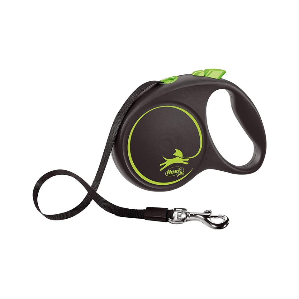 Flexi Black Design Large Yeşil Şerit Otomatik Gezdirme Tasması (5 m)