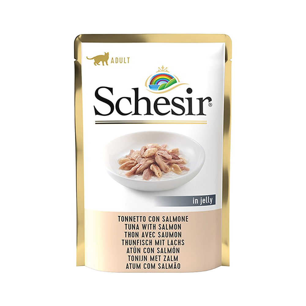 Schesir Ton Balıklı ve Somonlu Yetişkin Kedi Konserve Maması (85 g)