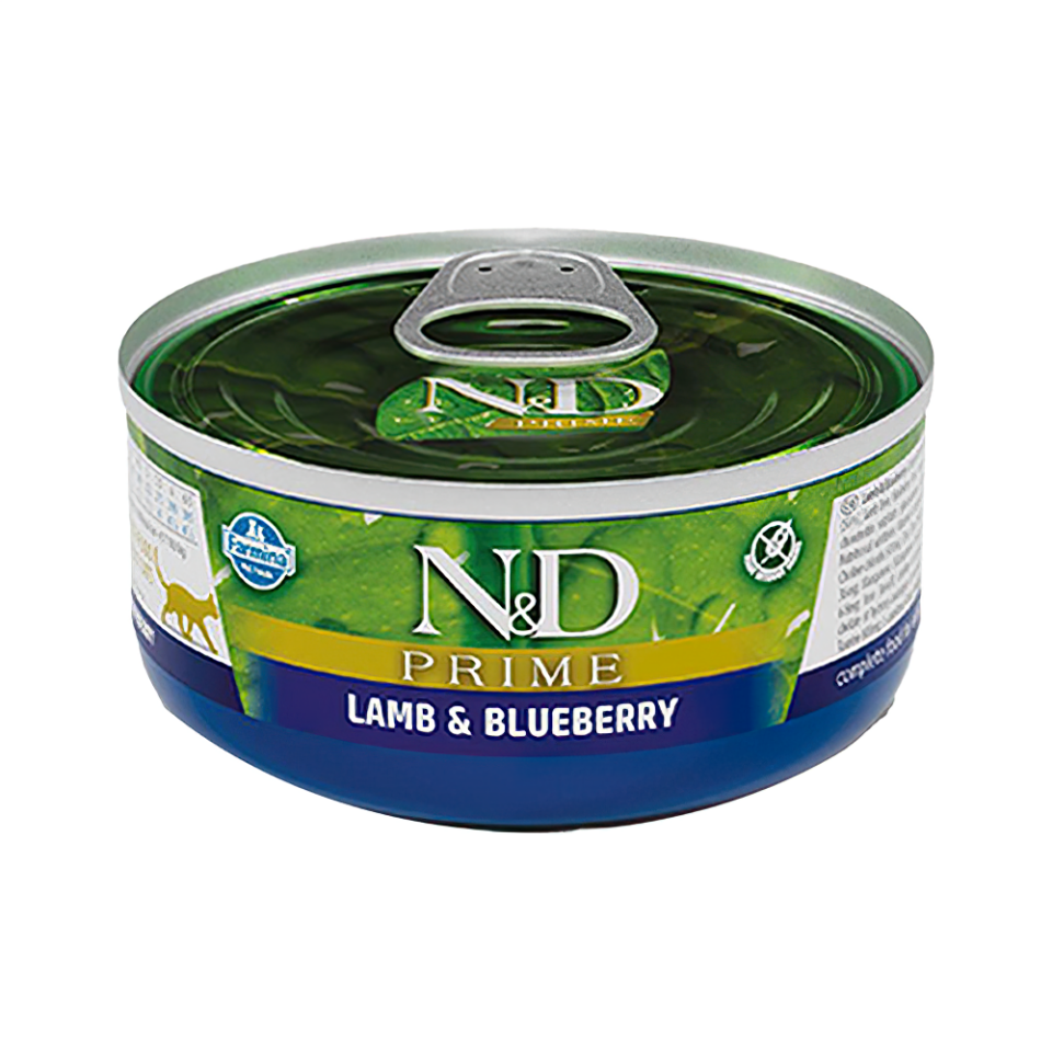 N&D Prime Kuzu Etli ve Yaban Mersinli Yetişkin Kedi Konserve Maması (70 g)