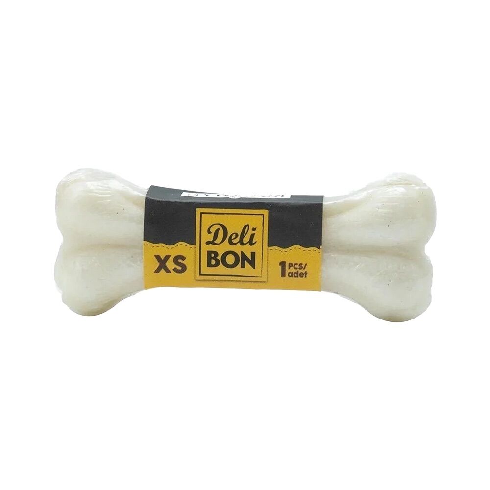 Deli Bon Gerçek Deriden Beyaz Press Kemik Köpek Ödülü (7 cm)
