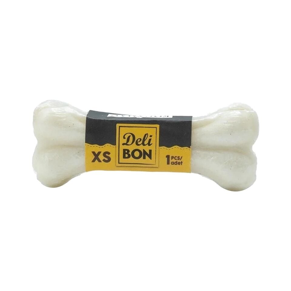 Deli Bon Gerçek Deriden Beyaz Press Kemik Köpek Ödülü (7 cm)