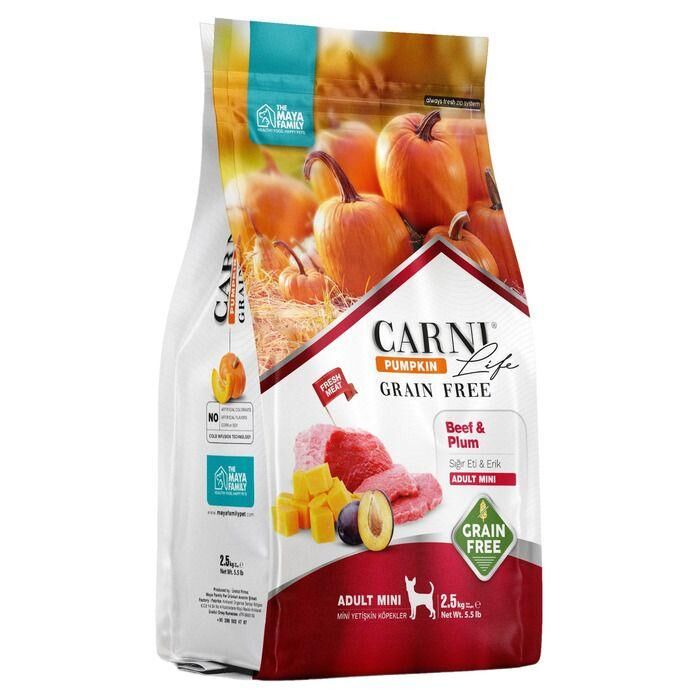 CARNI Pumpkin Tahılsız Sığır & Erik Mini Irklar İçin Yetişkin Köpek Maması 2.5 Kg