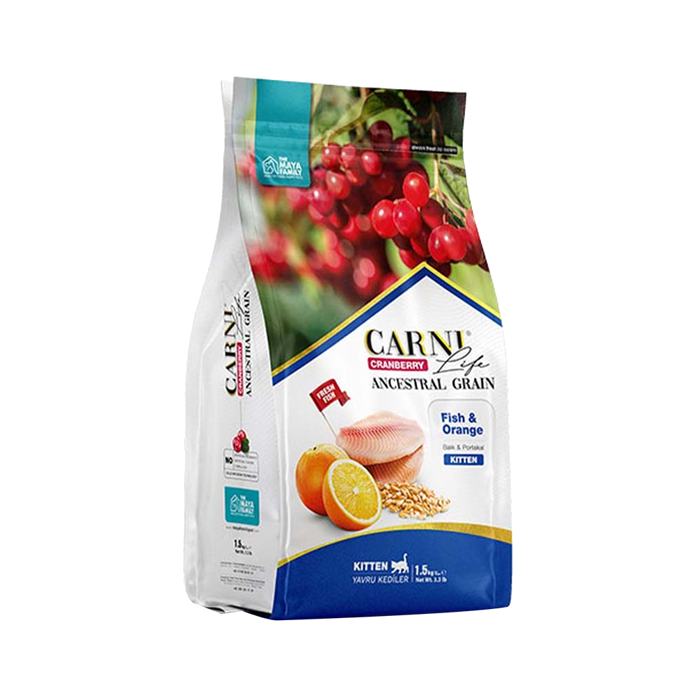 Carni Life Kızılcıklı, Balıklı & Portakallı Yavru Kedi Maması (1,5 kg)