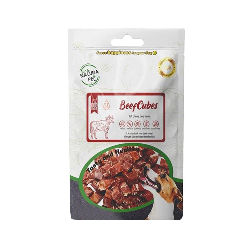 Eco Natura Pet Yumuşak Biftek Etli Küp Köpek Ödülü (100 g)